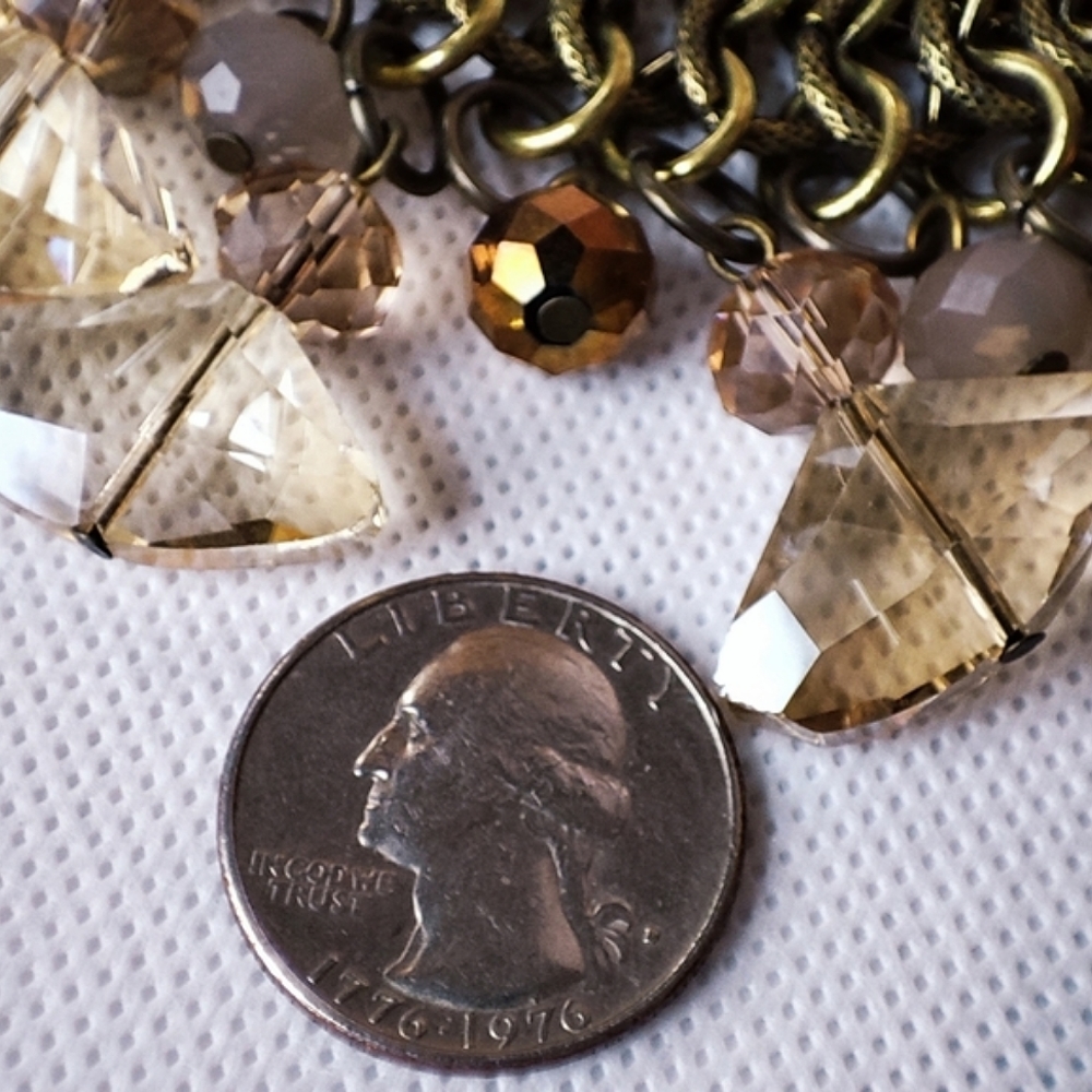 Unsigned Statement Necklace Huge Abstract Glass L… - image 5